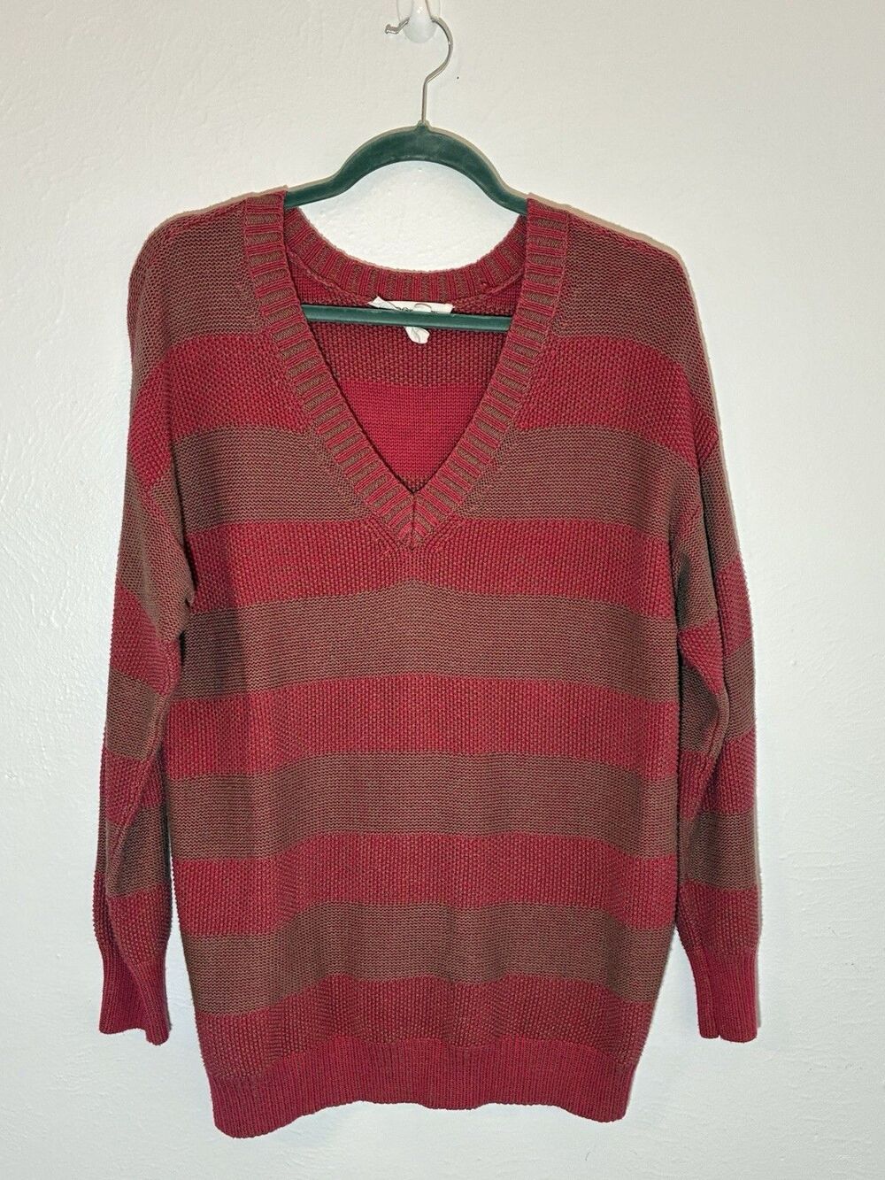 bcbgeneration Red size Small S Oversized Striped Sweater vneck